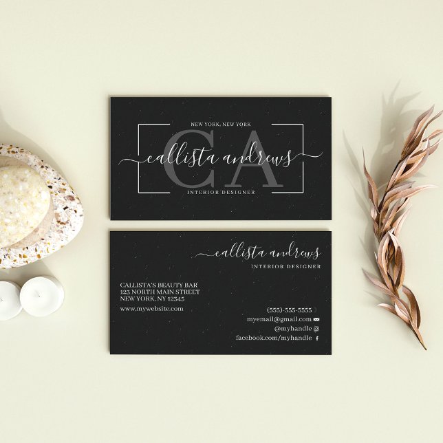 Modern Abstract Black Earth Tone Signature Script Business Card (Creator Uploaded)