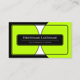 Modern abstract black framed neon green circles business card