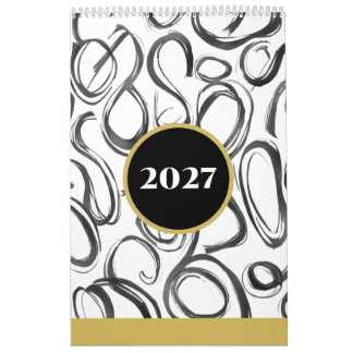 Modern Abstract Black Gold 2027 Wall Calendar