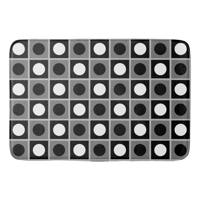 Modern Abstract Black Grey & White Bath Mat (Front)