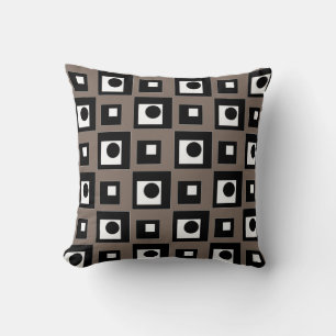 Modern Abstract Black Lucky Beige & White Throw Pillow