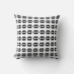 Modern Abstract Black Oval Pattern on White Throw Pillow