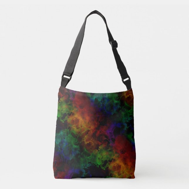 Modern Abstract Black Rainbow Crossbody Bag (Front)