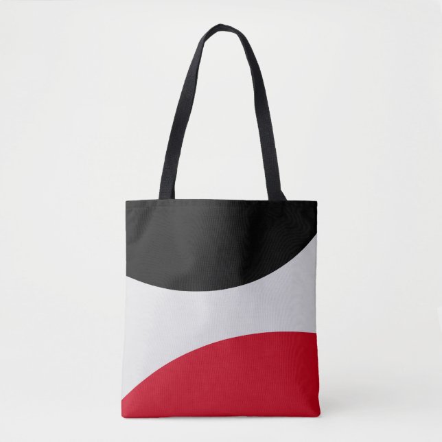 Modern Abstract Black, Red and Silver White Tote Bag (Front)