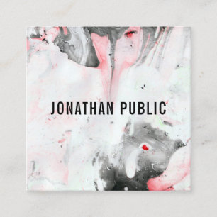 Modern Abstract Black Red White Template Square Business Card