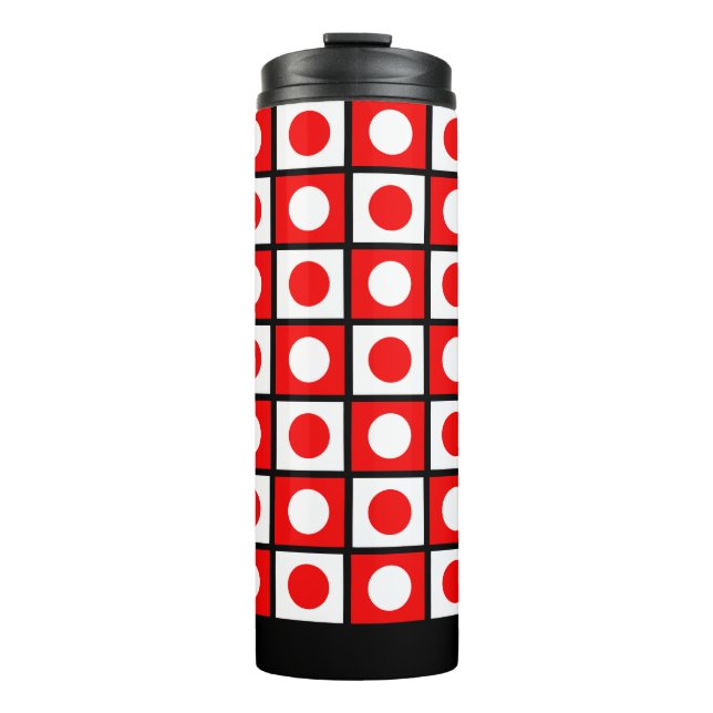 Modern Abstract Black Red & White Thermal Tumbler (Front)