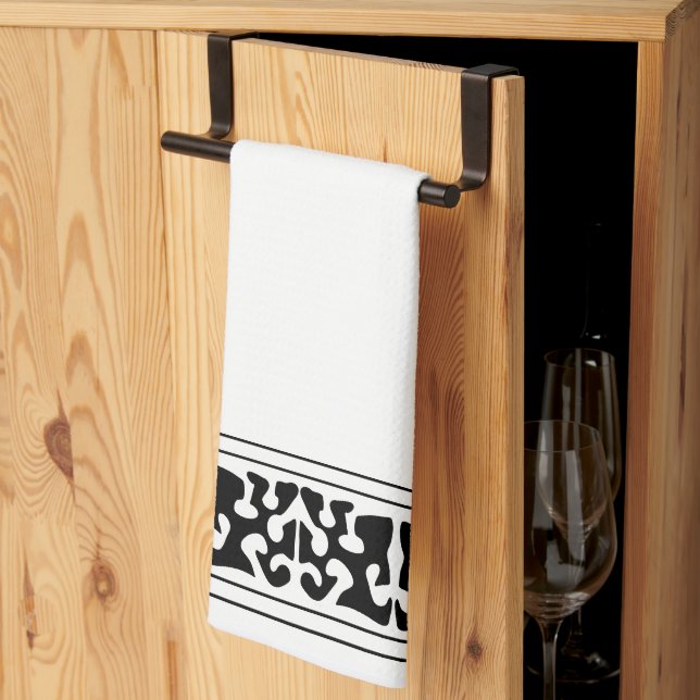 Modern Abstract black shape art Kitchen Towel (Thirds Fold)