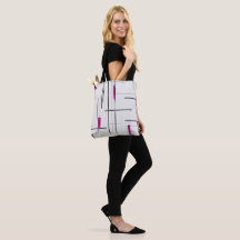 Modern Abstract Black Silver Fuschia Accents Tote