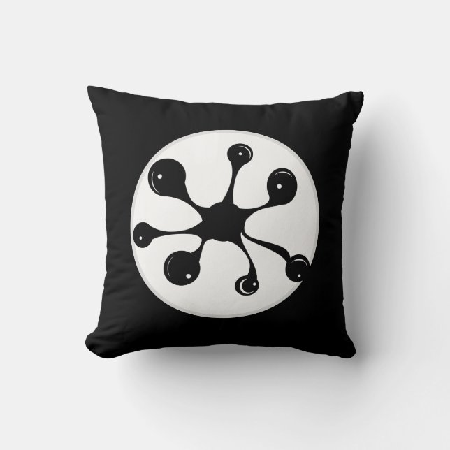 Modern abstract black stain on black throw pillow (Front)