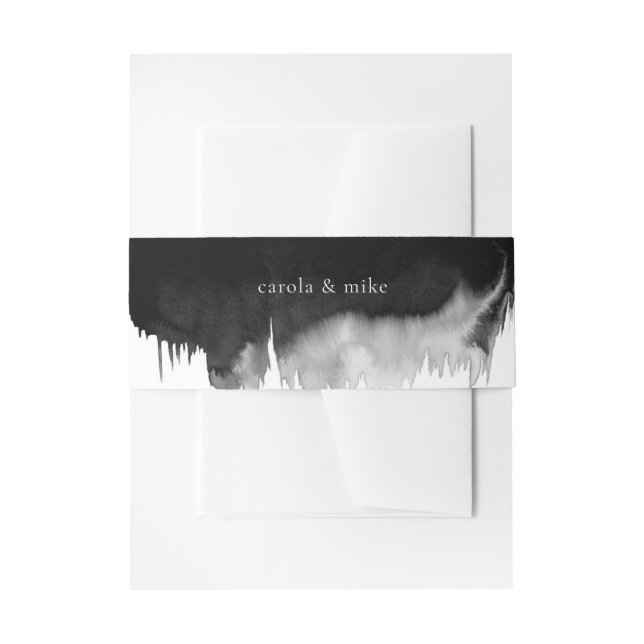 Modern Abstract Black Watercolor  Invitation Belly Band (Front Example)