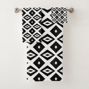 Modern Abstract Black & White Diamonds Towel Set