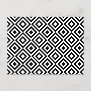 Modern abstract black white geometric pattern postcard