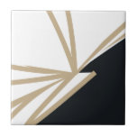 Modern Abstract Black White Gold Tile<br><div class="desc">This simple and elegant black, white and gold abstract ceramic tile is perfect for adding a touch of sophistication to any space. The minimalist design features a modern abstract pattern in black and white with accents of gold. Use it as a decorative accent in your kitchen, bathroom or any other...</div>
