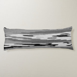 Modern abstract black white ikat pattern body pillow