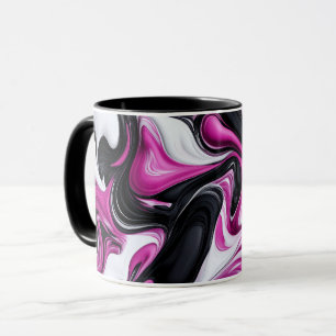 Modern Abstract Black, White, Magenta  Art Mug