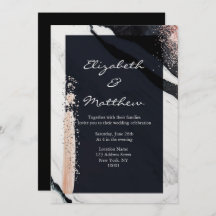 Modern Abstract Black & White Marble Glam Wedding