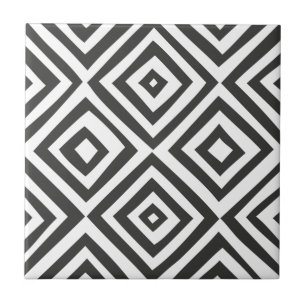 Modern Abstract Black White Shape Triangle Pattern Tile