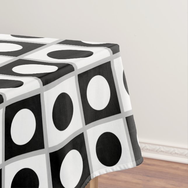 Modern Abstract Black & White Tablecloth (In Situ)