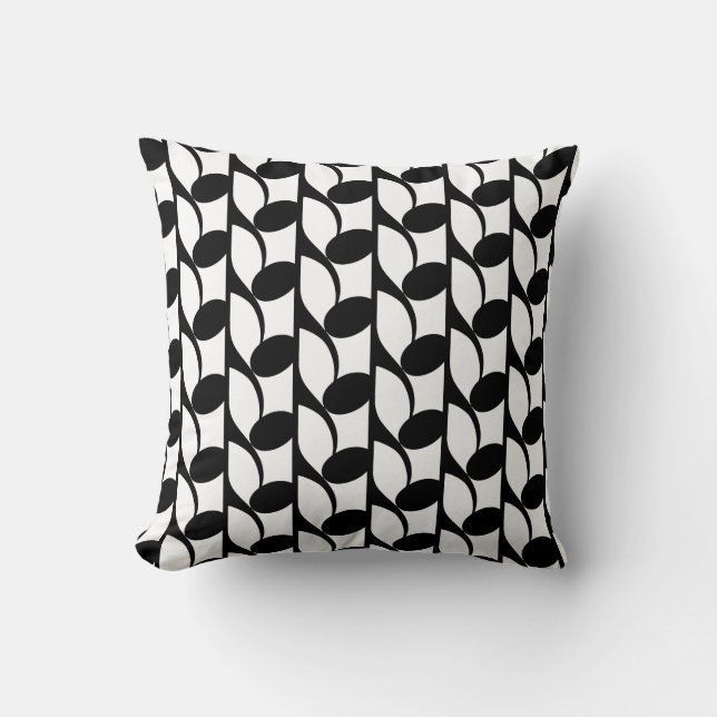 Modern Abstract Black & White Throw Pillow (Front)