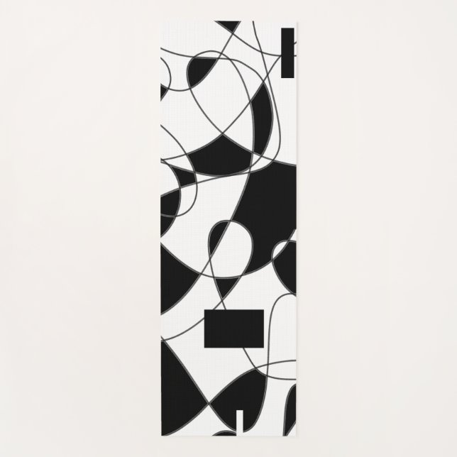 Modern Abstract Black & White with Your Name Yoga Mat (Front)