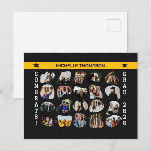 Modern Abstract Blob Geometry 20 Photo Grad Party  Postcard