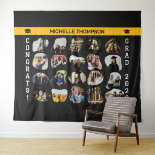 Modern Abstract Blob Geometry 20 Photo Grad Party Tapestry