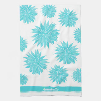 Modern Abstract Blue Agave Pattern | Personalized  Kitchen Towel