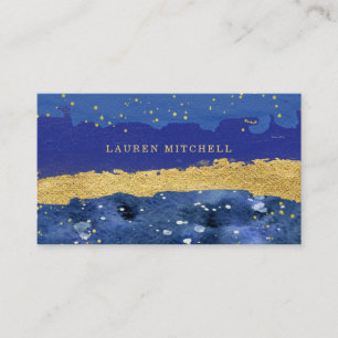Modern Abstract   Blue and Gold Business Card