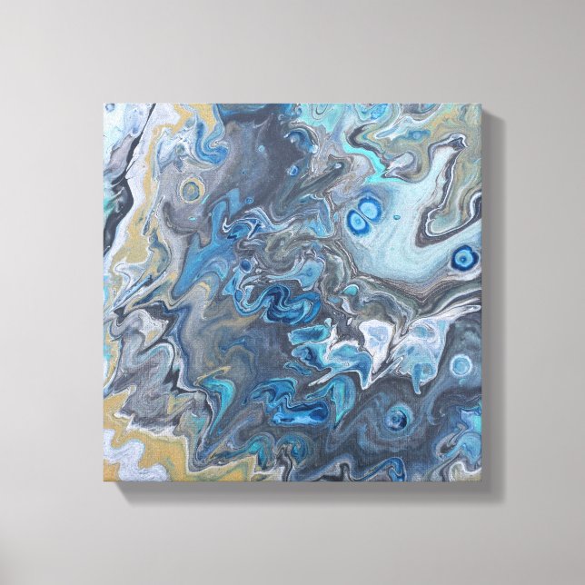 Modern Abstract Blue and Gray Painting Canvas Print (Front)