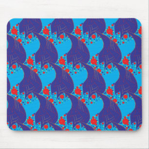 Modern abstract BLUE and red Rainbow drops pattern Mouse Pad