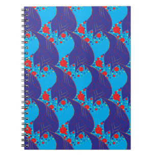 Modern abstract BLUE and red Rainbow drops pattern Notebook