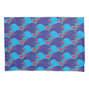 Modern abstract BLUE and red Rainbow drops pattern Pillowcase