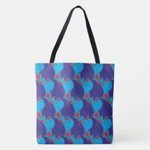 Modern abstract BLUE and red Rainbow drops pattern Tote Bag