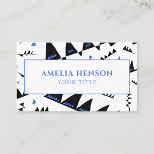 Modern Abstract Blue Black Triangle Pattern Business Card
