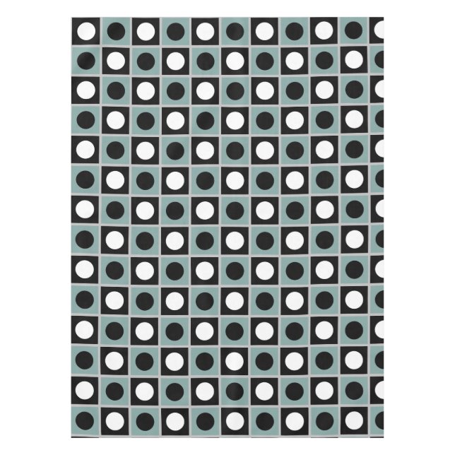 Modern Abstract Blue Black & White Tablecloth (Front)