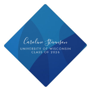 Modern Abstract Blue Custom Graduation Graduation Cap Topper