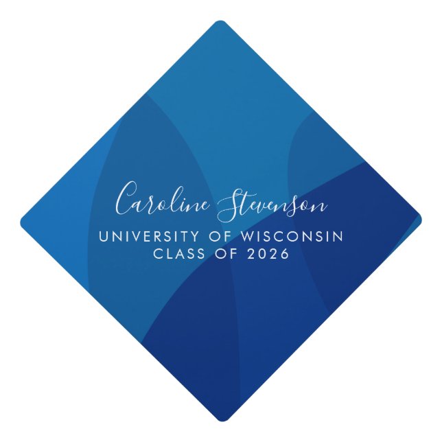 Modern Abstract Blue Custom Graduation Graduation Cap Topper (Front)
