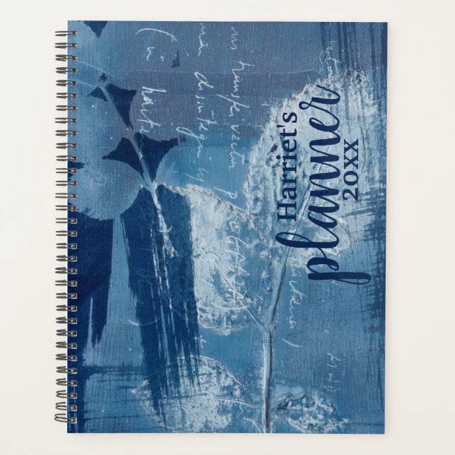 Modern abstract blue customize  planner (Front)