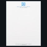 Modern Abstract Blue Floral Logo Wellness Letterhead<br><div class="desc">Coordinates with the Modern Abstract Blue Floral Logo Wellness Business Card Template by 1201AM. A modern, abstract floral motif is centred on a square of sky blue watercolor textures for a unique logo on this personalized letterhead. Created to represent harmony and balance, this design can work for a variety of...</div>