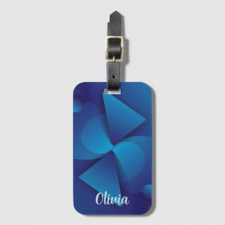 Modern Abstract Blue Geometric Luggage Tag
