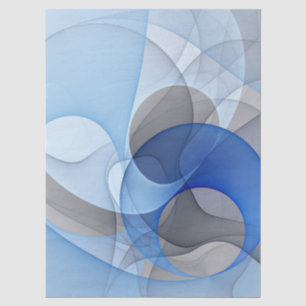 Modern Abstract Blue Gray Fractal Art Graphic Tissue Paper