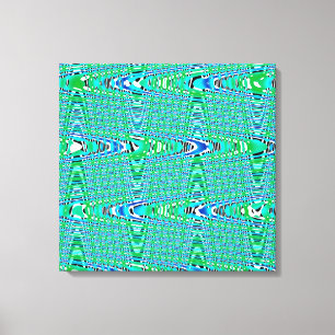 Modern Abstract Blue Green Weave Wave Pattern Canvas Print