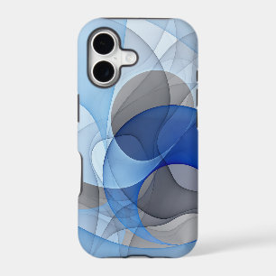 Modern Abstract Blue Grey Fractal Art Graphic