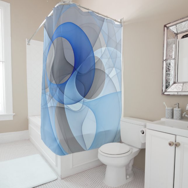 Modern Abstract Blue Grey Fractal Art Graphic (In Situ)
