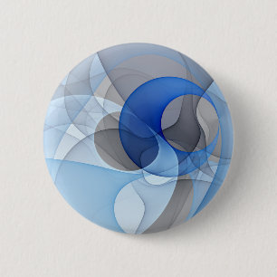 Modern Abstract Blue Grey Fractal Art Graphic 2 Inch Round Button
