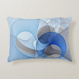 Modern Abstract Blue Grey Fractal Art Graphic Accent Pillow