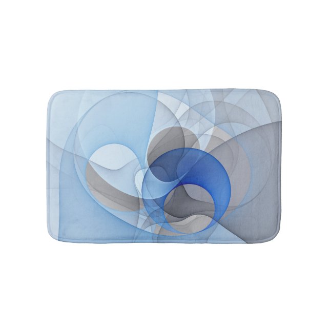 Modern Abstract Blue Grey Fractal Art Graphic Bath Mat (Front)