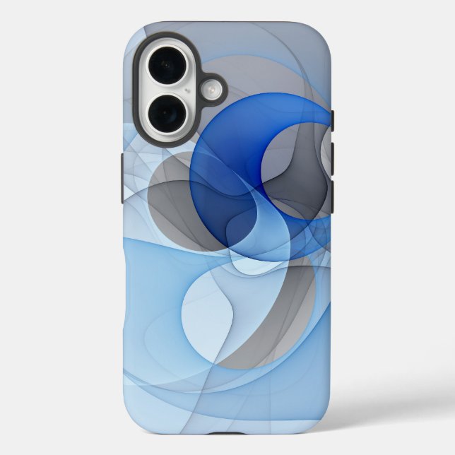 Modern Abstract Blue Grey Fractal Art Graphic Case-Mate iPhone Case (Back)