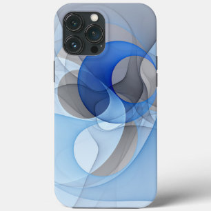 Modern Abstract Blue Grey Fractal Art Graphic iPhone 13 Pro Max Case