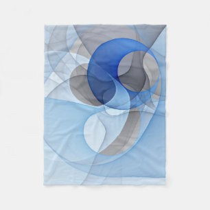 Modern Abstract Blue Grey Fractal Art Graphic Fleece Blanket